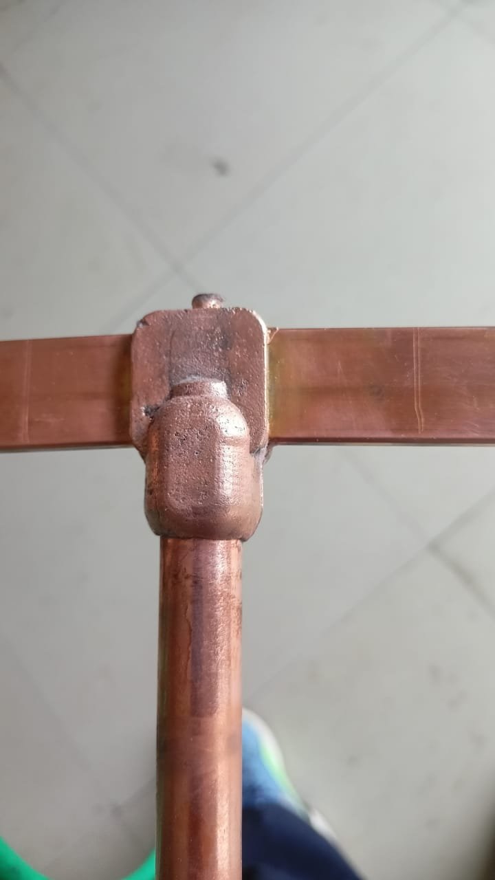 Vertical T-joint 25x6 mm strip to 17.2 mm rod
